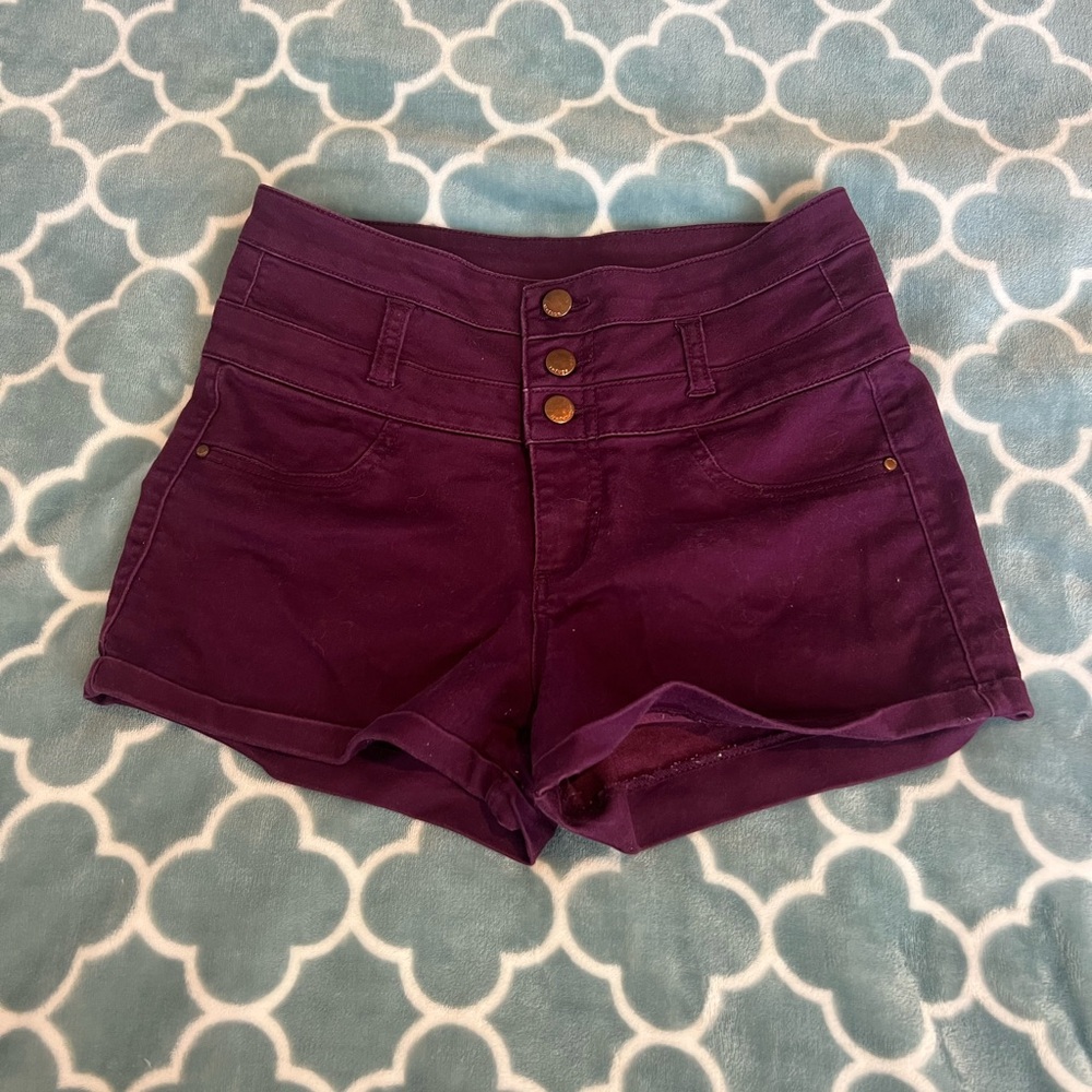 Refuge Purple High Waist Shorts